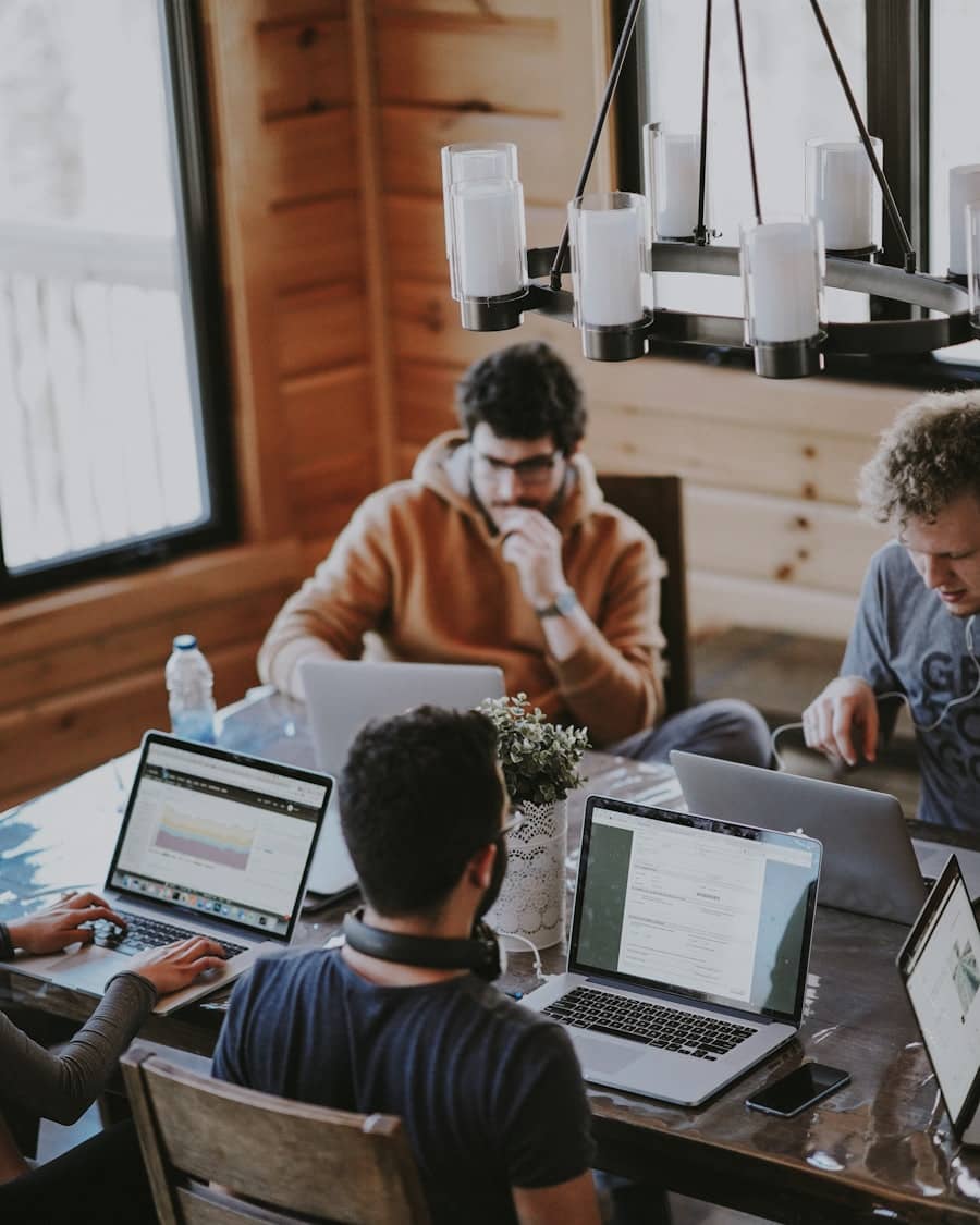 A small team working together on laptops